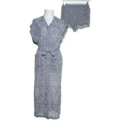 Jurk (Blauw, Grijs) van Rodebjer Acetaat, Viscose