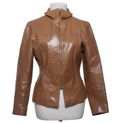 Veste en cuir (Marron) de Amoress Cuir, Polyamide