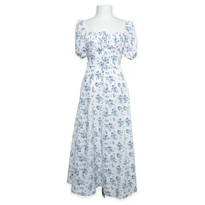 Dress (White, Blue) from Loness Polyester