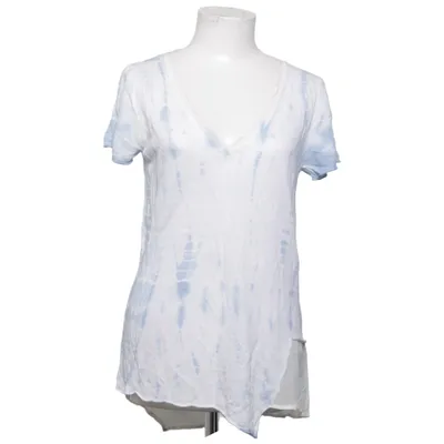 T-shirt (Blanc, Bleu) de Sacks Coton, Lin, Soie, Viscose