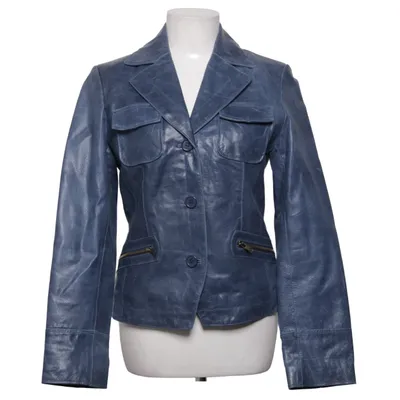 Leren blazer (Blauw) van Repeat Leer, Polyester