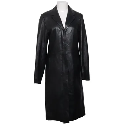 Leather coat (Like new, black, classic design.) from River Island Leather, Polyester