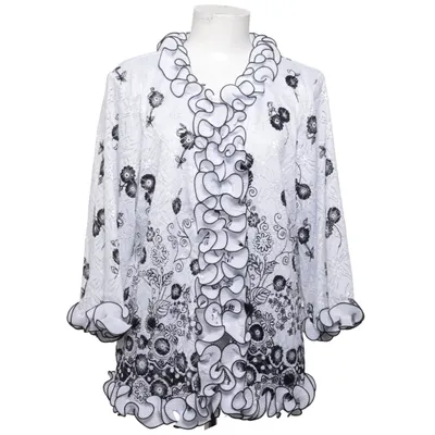 Blouse (White, Black) from Opl Fashion Polyester, Viscose
