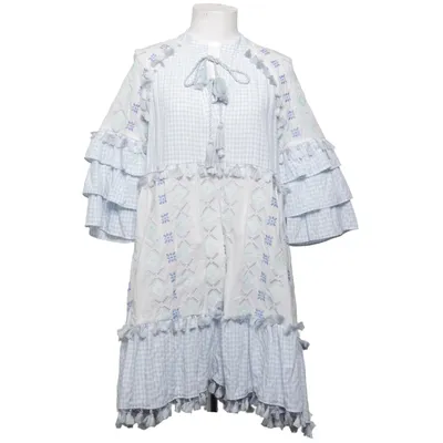 Jurk (Blauw, Wit) van By Malina Katoen, Polyester
