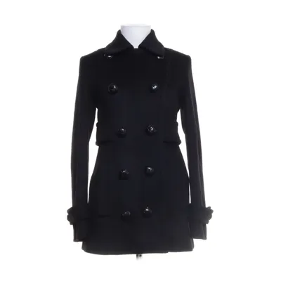 Pea coat (Black) from Gucci Polyester, Leather, Wool, Viscose