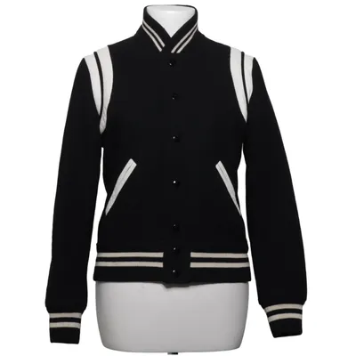 Varsity-jack (Zwart) van Saint Laurent Katoen, Cupro, Leer, Polyamide, Wol