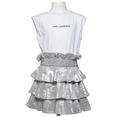 Klänning (Vit, Silverfärgad) från Karl Lagerfeld Kids Bomull, Metallfiber, Viskos