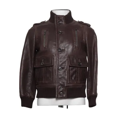 Veste en cuir (Marron) de Gucci Coton, Cupro, Élasthane, Cuir, Polyamide
