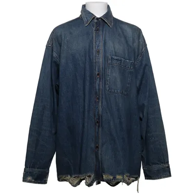 Chemise en jean (Bleu) de Balenciaga Coton, Cuir, Polyester