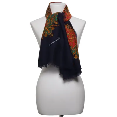 Cache-col (Bleu, Multicolore) de Christian Dior Soie, Laine