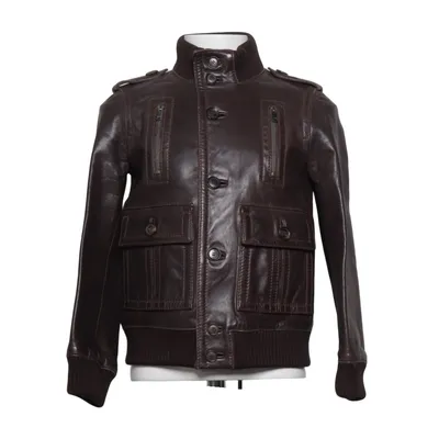 Veste en cuir (Marron) de Gucci Coton, Cupro, Élasthane, Cuir, Polyamide