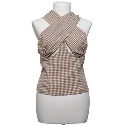 Crop top (Brown, White) from PrettyLittleThing Elastane, Polyester
