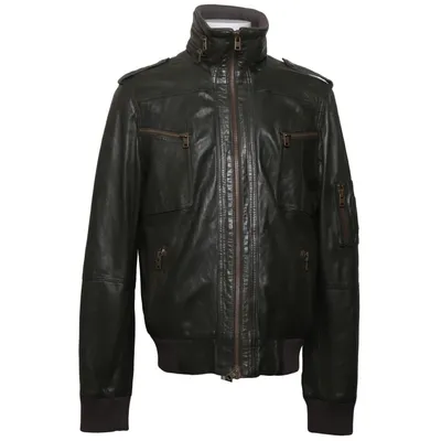 Veste en cuir (Vert) de McQ by Alexander McQueen Cuir, Polyester, Laine