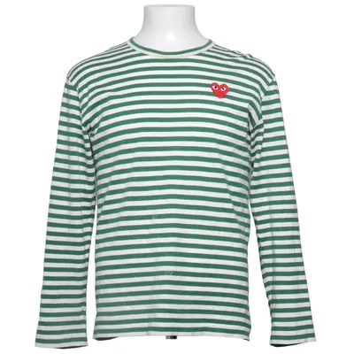 T-shirt à manches longues (Vert, Blanc) de Comme des Garçons PLAY Coton