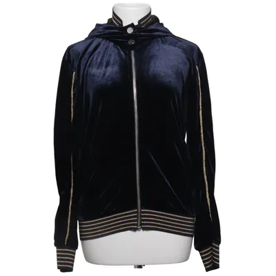Hoodie (Prachtig diepblauw fluwelen vest met rits en capuchon ) from Pinko Elastane, Polyester