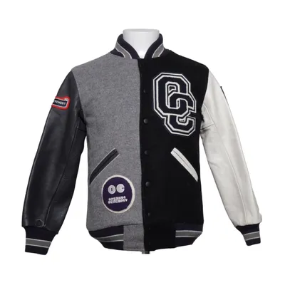 Veste universitaire (Noir, Gris, Blanc) de Opening Ceremony Coton, Cuir, Nylon, Polyester, Laine