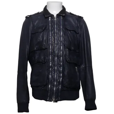 Leather jacket (Blue) from Neil Barrett Cotton, Leather