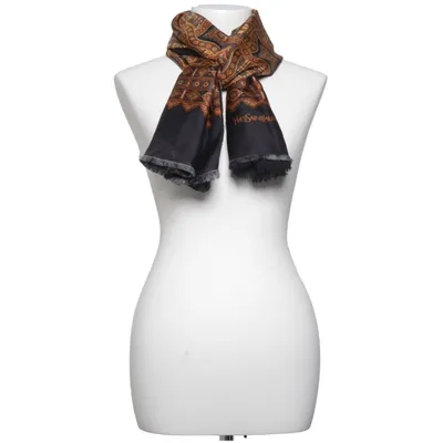 Sjaaltje (Zwart, Bruin, Meerkleurig) van Yves Saint Laurent Zijde, Wol