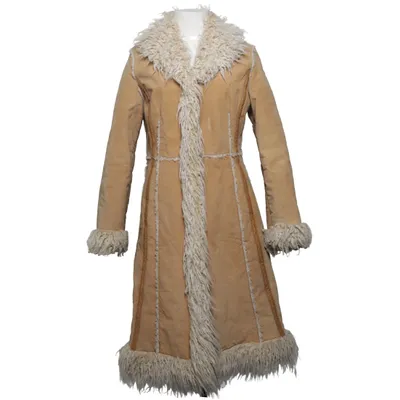 Shearlingjakke (Beige, Hvid) fra Hollies Akryl, Læder