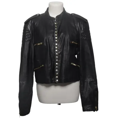 Leren jack (Zwart) van Hollies Acetaat, Leer, Viscose
