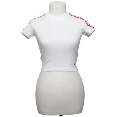 T-shirt (Wit, Rood) van Puma by Rihanna Katoen, Elastaan