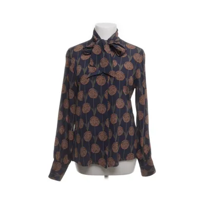 Pussy bow blouse (Blue, Brown) from Stenströms Elastane, Silk
