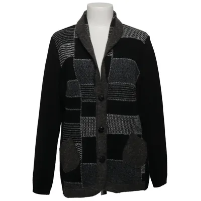 Cardigan (Sort, Grå) fra Mona Akryl, Merinould