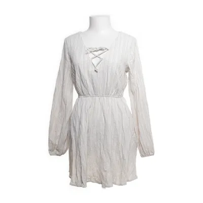 Dress (White, Beige) from Trendyol Cotton, Polyester, Fur, Elastane, Viscose, Linen