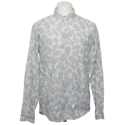 Shirt (White, Blue) from S.C.W Cotton, Linen