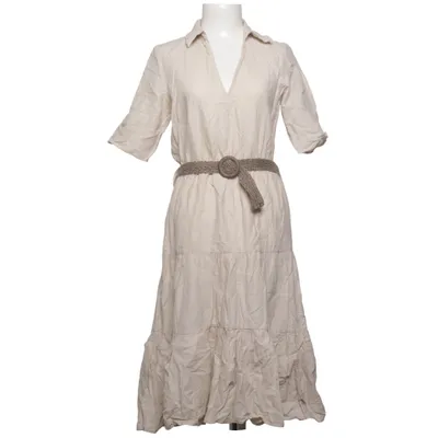 Jurk (Beige) van Zara Katoen, Linnen
