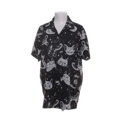 Kortärmad skjorta (Svart, Vit) från Shein Elastan, Polyester