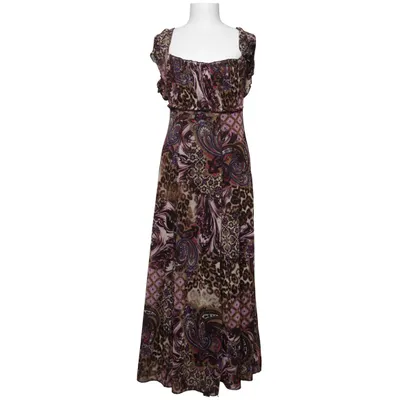 Maxi dress (Brown, Multicolored) from Lulu-H Elastane, Polyamide, Polyester
