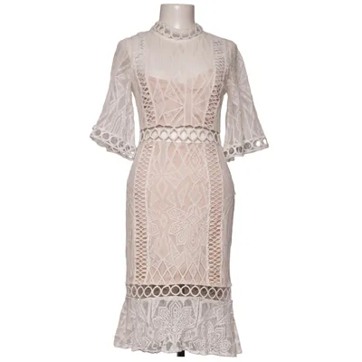 Jurk (Wit, Beige) van Love Triangle Katoen, Polyamide
