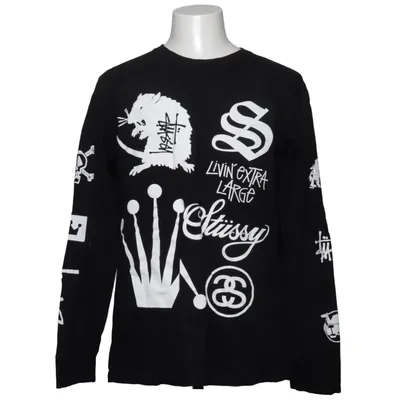 Lange mouwen shirt (Zwart, Wit) van Stüssy Katoen