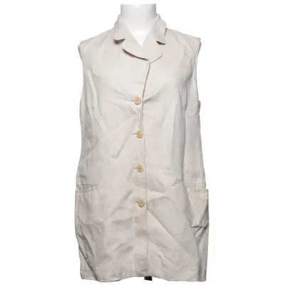 Gilet (Beige) van Sisley Acetaat, Linnen, Viscose