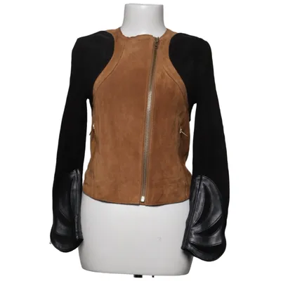 Lederjacke (Braun, Schwarz) von H&M Baumwolle, Leder, Polyester, Wildleder