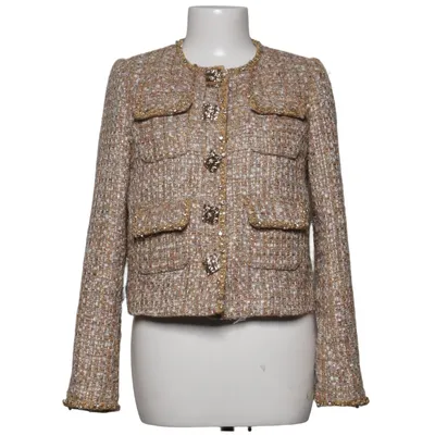 Blazer (Beige, Or) de Self-Portrait Fibre métallique, Polyester, Viscose
