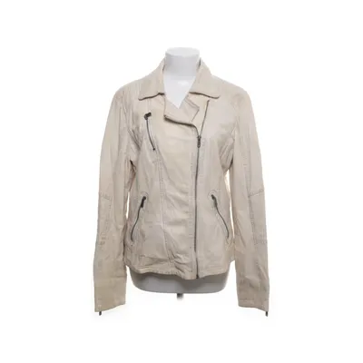 Leather jacket (Beige) from Jilani Collection Polyester, Leather