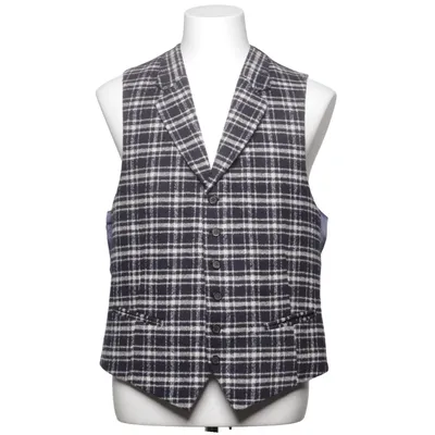 Jakkesætsvest (Sort, Hvid) fra Suitsupply Cupro, Polyamid, Uld