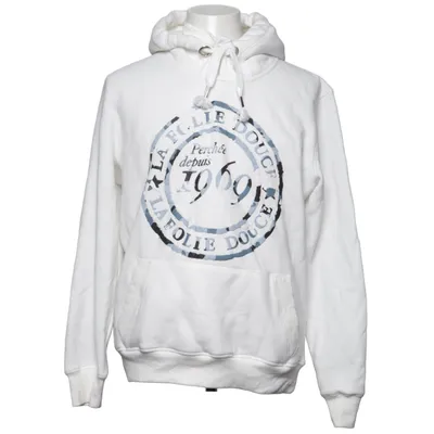 Hoodie (White, Blue) from La Folie Douce Cotton, Polyester