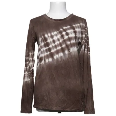 Långärmad t-shirt (Brun, Vit) från Rabens Saloner Elastan, Tencel