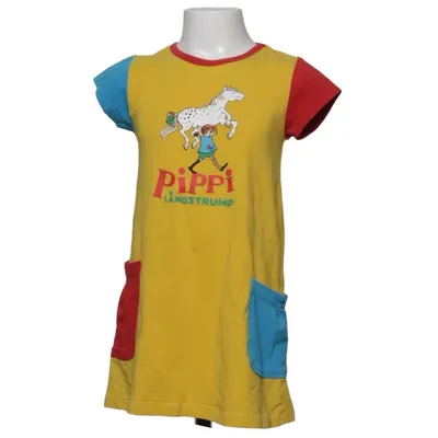 Kjole (Gul, Flerfarvet) fra Pippi Långstrump by Martinex Elastan, Økologisk bomuld