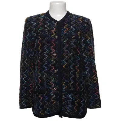 Jacket (Blue, Multicolored) from Maglificio MG Acrylic, Mohair, Nylon, Wool