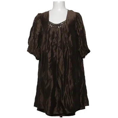 Robe (Marron) de Dranella Acétate, Lin, Soie
