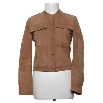Leather jacket (Brown) from Mango Leather, Polyester