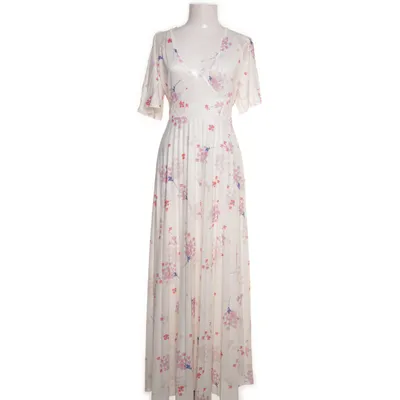 Långklänning (Vit, Flerfärgad) från Indiska Polyester