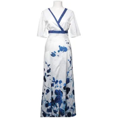 Omlottklänning (Vit, Blå) från Babara Mode Polyester