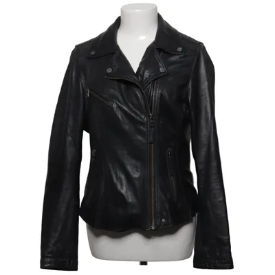 Bikerjacke (Schwarz) von Oakwood Baumwolle, Leder, Polyester