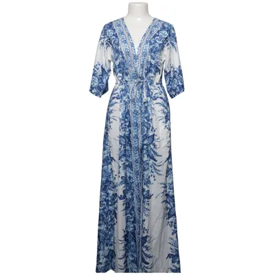 Robe portefeuille (Bleu, Blanc) Polyester