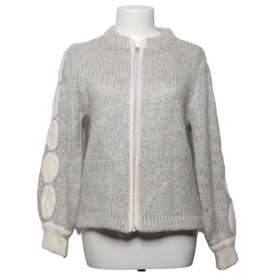 Cardigan (Gray, White) from Dolores Acrylic, Angora, Mohair, Polyamide, Wool